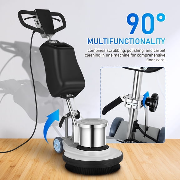 YEAHIBABY Electric Floor Polisher, Grey Stainless Steel, Multi-Functional for All Floor Types, High Efficiency
