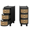 thumbnail image 4 of Topcobe Wood End Table, 3-Drawer Side Table NightStand with 3 Rattan Drawers, Small Side Table, End Tables Living Room, Black, 4 of 7