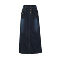 thumbnail image 5 of JINMGG Womens Plus Size Clearance $5 Womens Fashion Long Mid Waist Button Pocket Front Straight Denim Maxi Skirts Dark Blue L, 5 of 9