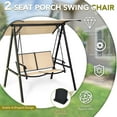 thumbnail image 5 of Costway Outdoor 2-Seat Swing Loveseat with Canopy Hanging Swing Beige, 5 of 8