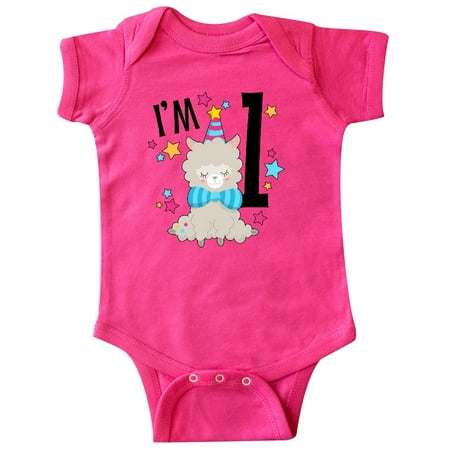 

Inktastic I m One- cute llama first birthday Gift Baby Boy or Baby Girl Bodysuit