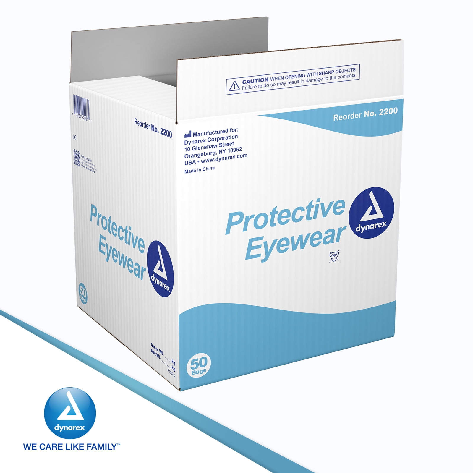 Dynarex Protective Eyewear - Clear Safety Glasses for Medical, Dental, Lab Use - Shields Eyes From Particles - Wraparound Frames With Wide-View Lens, Vented Side Shields - Pack of 50