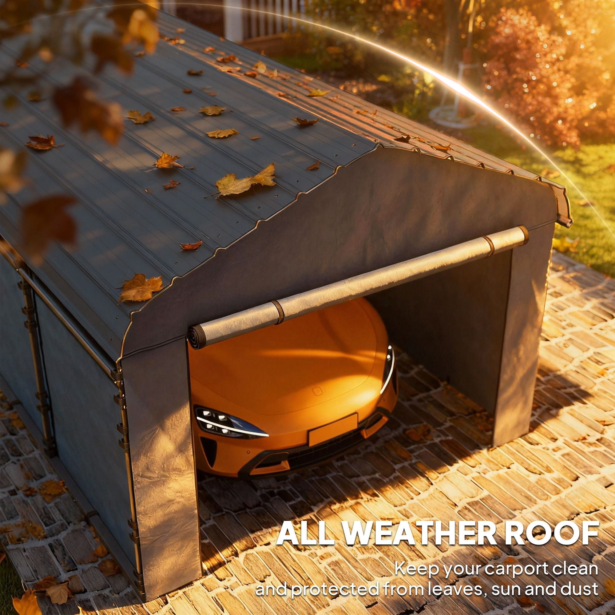 Outsunny 15' x 10' Heavy Duty Metal Carport, Waterproof Garage Canopy with Removable PE Sidewalls, Steel Frame Outdoor Vehicle Shelter for Driveway, RV, or Patio, Dark Gray