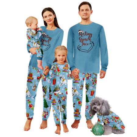 

FUNIER Family Christmas Pajamas Sets Cartoon Monster Print Sizes Baby-Kids-Adult-Pet 2-Piece Top and Pants Bodysuits Xmas PJS Sleepwear