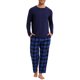 thumbnail image 2 of INSPIRAR CHIC Pijama de Dos Piezas para Hombre de Manga Larga en Color Sólido con Patrón de Cuadros 2XL Azul Oscuro, 2 of 5