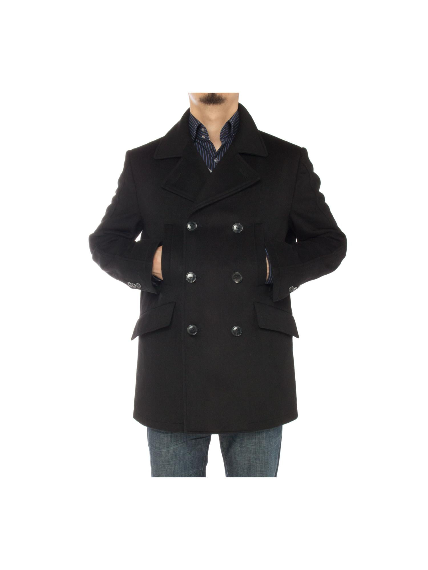 LN LUCIANO NATAZZI Mens Wool Double Breasted Top Coat