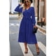 thumbnail image 5 of Vestido largo azul con escote en V, manga larga y estampado floral estilo bohemio PRETTYGARDEN talla L, 5 of 6