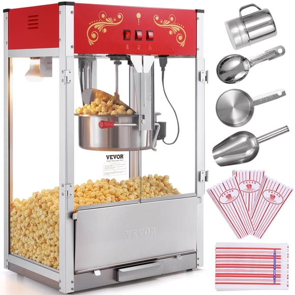 Popcorn Popper Machine Countertop Popcorn Maker 1615W 16 Oz Red