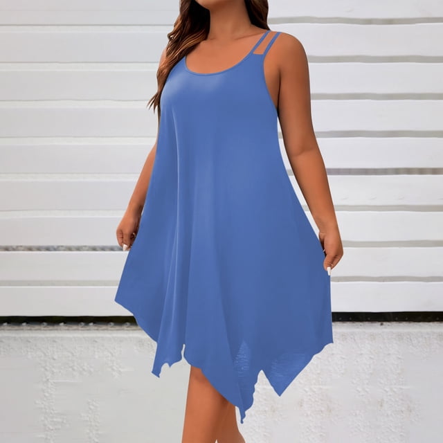 Gspmoly Robes pour Femmes, Printemps Été Sans Manches à Col Rond Manteau Mode Ample Respirant Robe pour Femmes Robes de Travail pour Femmes jusqu'à 65 % de Rabais
