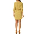 thumbnail image 4 of Allegra K Women's V Neck Floral 3/4 Sleeves Side Pockets Button Dress, 4 of 8