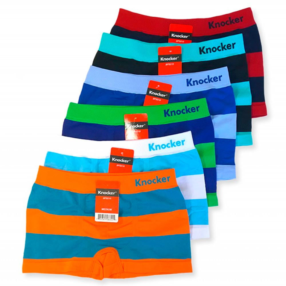 Knocker Boys Underwear, 6 Pack Boxer Briefs Seamless Striped