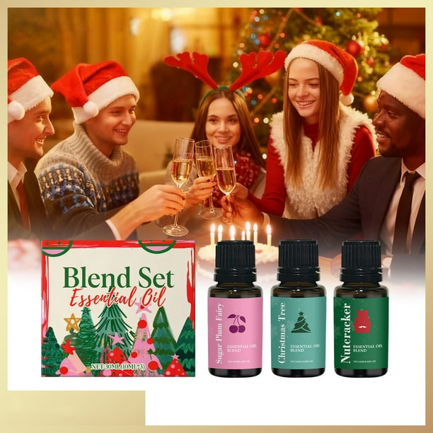 Set de 3 aceites navideños: aceite de aromaterapia festivo para difusor y baño, hidratante, relajante, set de regalo navideño, 30 ml, fragancia esencial hidratante.