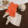thumbnail image 2 of Girls 2 Piece Summer Outfit Dressy Casual Matching Sets Size 14 Sleeveless Vest Blazer and Skirt/Shorts Set Kids Clothes Size 9-10 Years Orange, 2 of 9