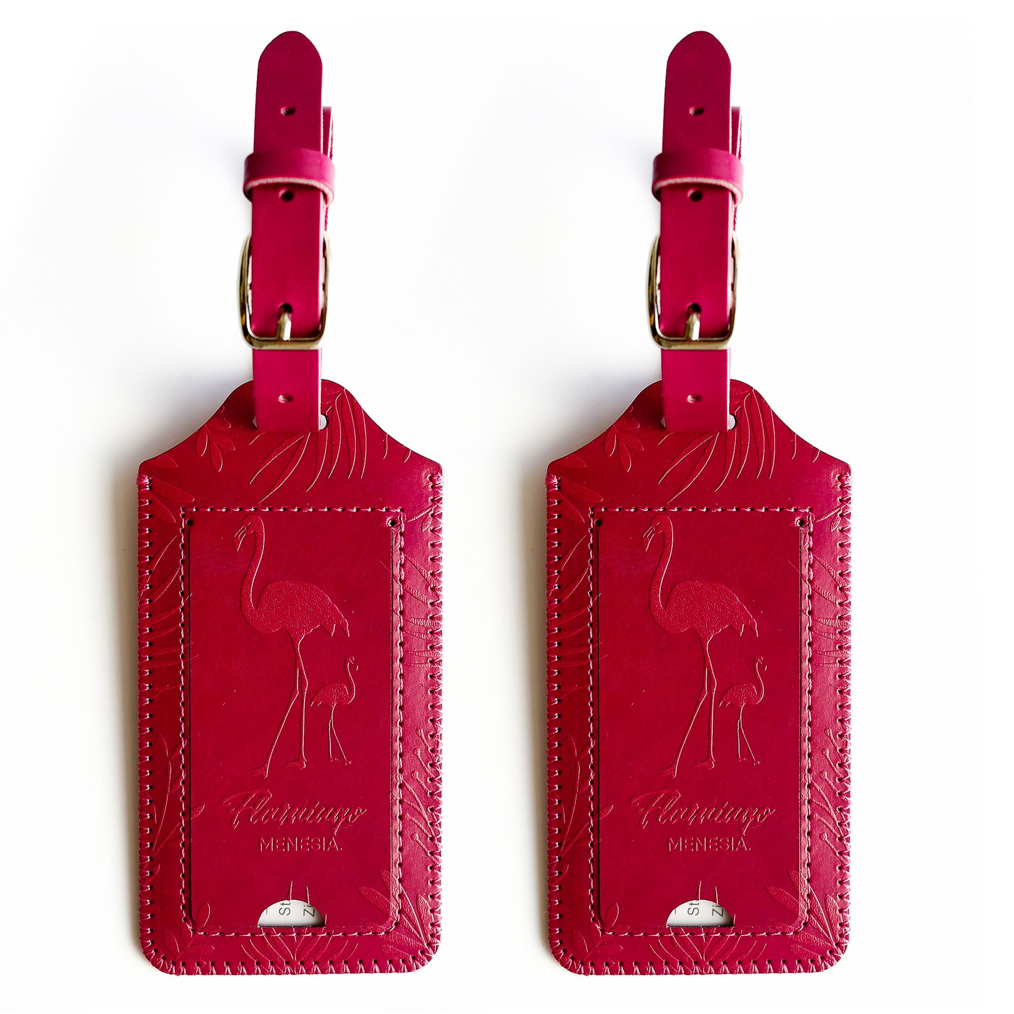 Menesia 2 Pack Cute Luggage Tags for Women, Red Bird Faux Leather