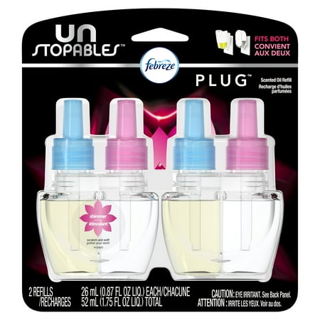Febreze Unstopables Plug Odor-Eliminating Air Freshener, Shimmer 2 ct