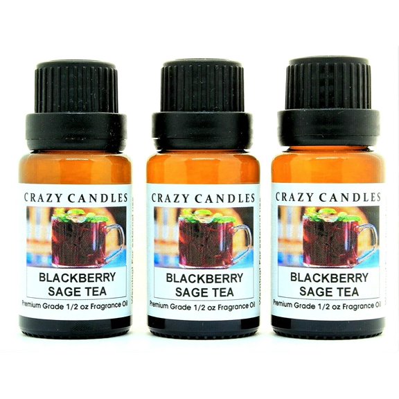 Crazy Candles BlackBerry Sage Tea 3 Bottles 1/2 FL Oz Each (15ml) Premium Grade Scented Fragrance Oil Made in USA