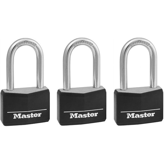 Master Lock Covered Aluminum Padlock - Key Lock - 1-9/16 In., Black