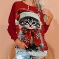 thumbnail image 5 of Snowman Sweatshirts Women Christmas Shirts Christmas Tree Outfits Santa Claus Pullover Graphic Outfits Crewneck Clothes Winter Festival Blouses Clothing, 5 of 6