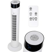 Electric Fan Oscillating with Remote Control, Ioniser, Timer, Quiet and 3 Cooling Speed Settings, Energy Efficient - White, 34"