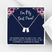 Anavia Best Friend Necklace, Friendship Necklace, Jewelry Gift, Gift for Friend, Birthday Gift, Christmas Gift for Her, Double Cubes Pendant Necklace with Wish Card -[2 Silver Charms]