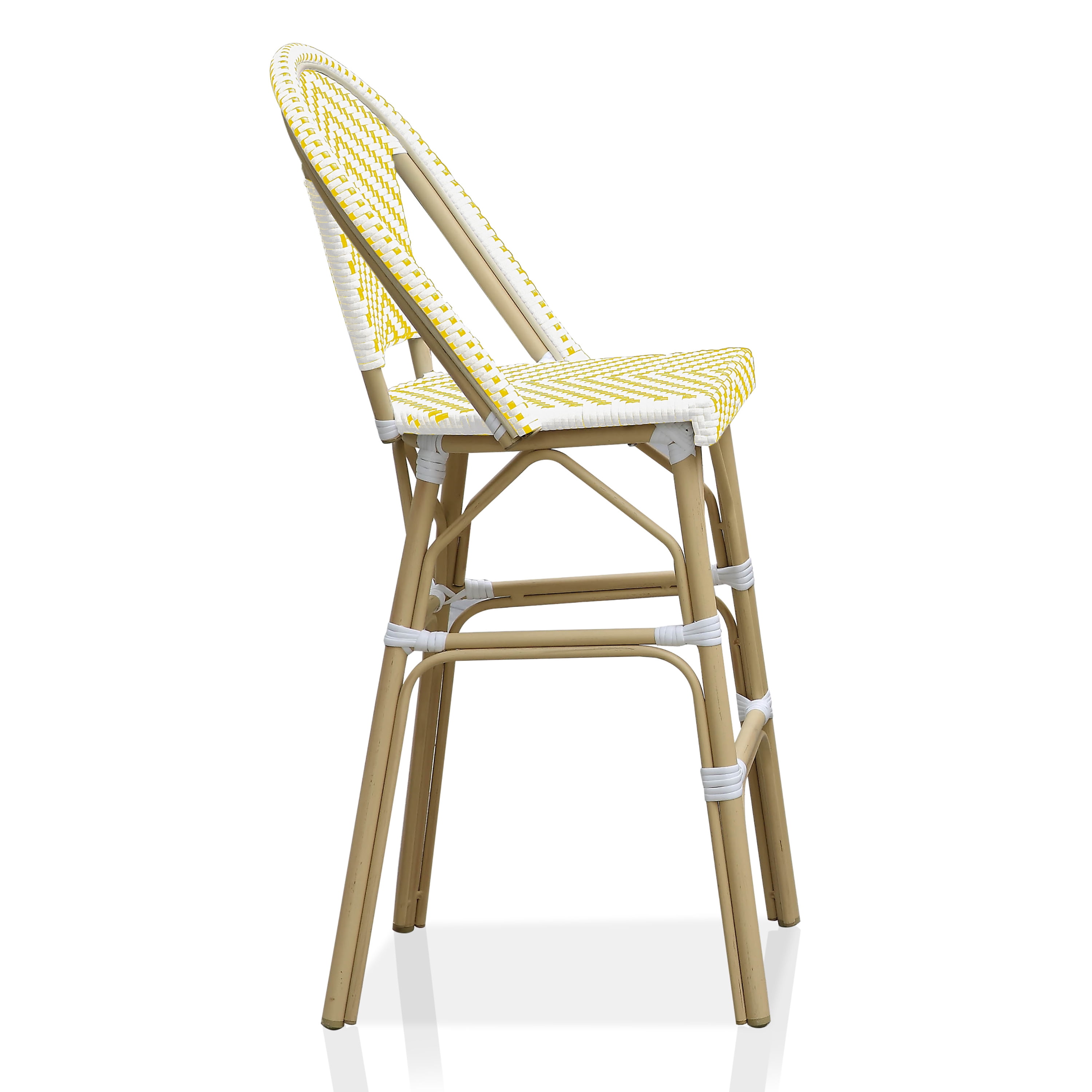 Furniture of America Cruz Outdoor Bar Stool - Yellow and Natural Tone, 2 Pack
