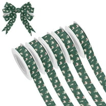 5 Rolls Christmas Ribbon 1.5 inch Wide Decorative Ribbon for Gift Wrapping and Holiday Decorations White Goose Carrying Christmas Gift