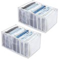 thumbnail image 1 of 2 Pcs Foldable Drawer Clothes Storage Boxes Jeans Storage Organizer, 7 Grids of White for Trousers, Leggings, T-shirt Organization, 1 of 5