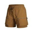 thumbnail image 3 of Mens Cargo Shorts with Pockets Solid Color Elastic Waist Big and Tall Summer Casual Pants Outdoor Sports Leisure Hiking Workwear Gifts for Men Brown M, 3 of 10