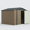 thumbnail image 4 of Patiowell 8x8FT Metal Outdoor Storage Shed, Brown Heavy-Duty Garden Tool Shed for Tools, Lawn & Pet Supplies, 4 of 7