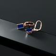 thumbnail image 5 of Gem Stone King 18K Rose Gold Plated Silver Blue Created Sapphire Dangle Earrings for Women (3.00 Cttw, Gemstone September Birthstone, Octagon 8X6MM), 5 of 5