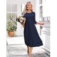 thumbnail image 4 of Zeagoo Women's Elegant Dress Round Neck 3/4 Sleeve Midi Dress Womens Casual A Line Dresses, 4 of 6