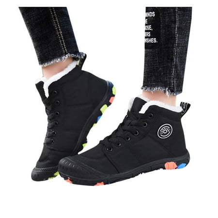 

Snow Boots for Women Velvet Warm Winter Boots with Comfortable Warm Fur Lined Ankle Booties Fashion Outdoor Slip On Waterproof Boots Lace up Platform Non Slip Durable Snow Boots