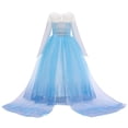 thumbnail image 3 of IBTOM CASTLE Little Girls Princess Dress Halloween Christmas Cosplay Fancy Dress up Long Evening Party Gown 2-3 Years Light Blue, 3 of 7