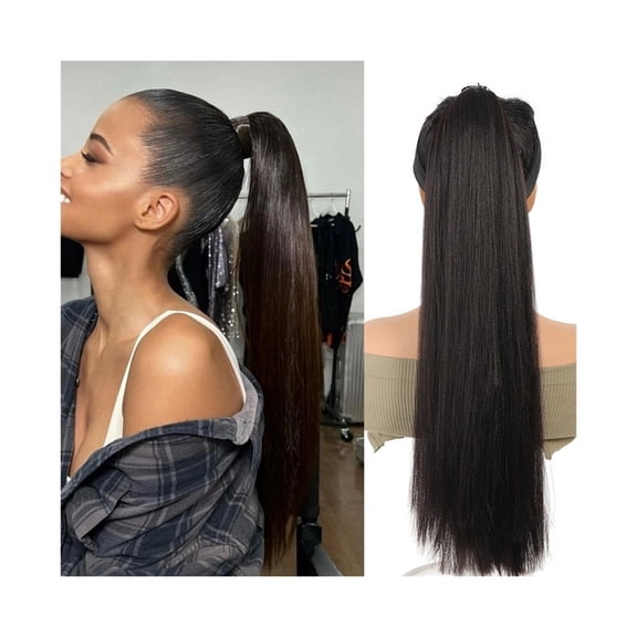 Long Straight Ponytail Extension with Elastic Band Synthetic Ponytail Hairpieces