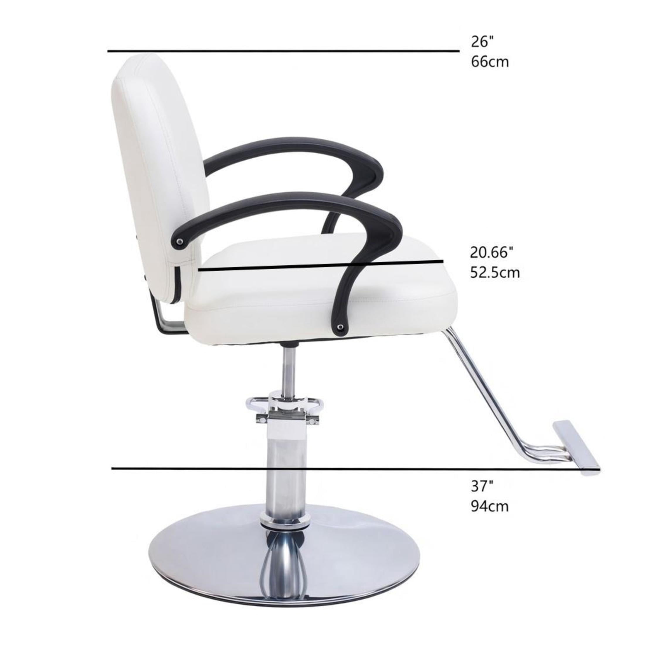 Noble House Hydraulic Barber Styling Chair, Adjustable Height, PU Upholstery, White + Chrome
