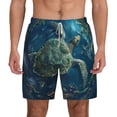 thumbnail image 3 of Uemuo Artistic Turtle Earth Pattern Mens Swim Trunks Quick Dry Board Shorts with Mesh Lining, Stretch Beach Shorts Quick Dry No-Chafing Board Shorts-Small, 3 of 9