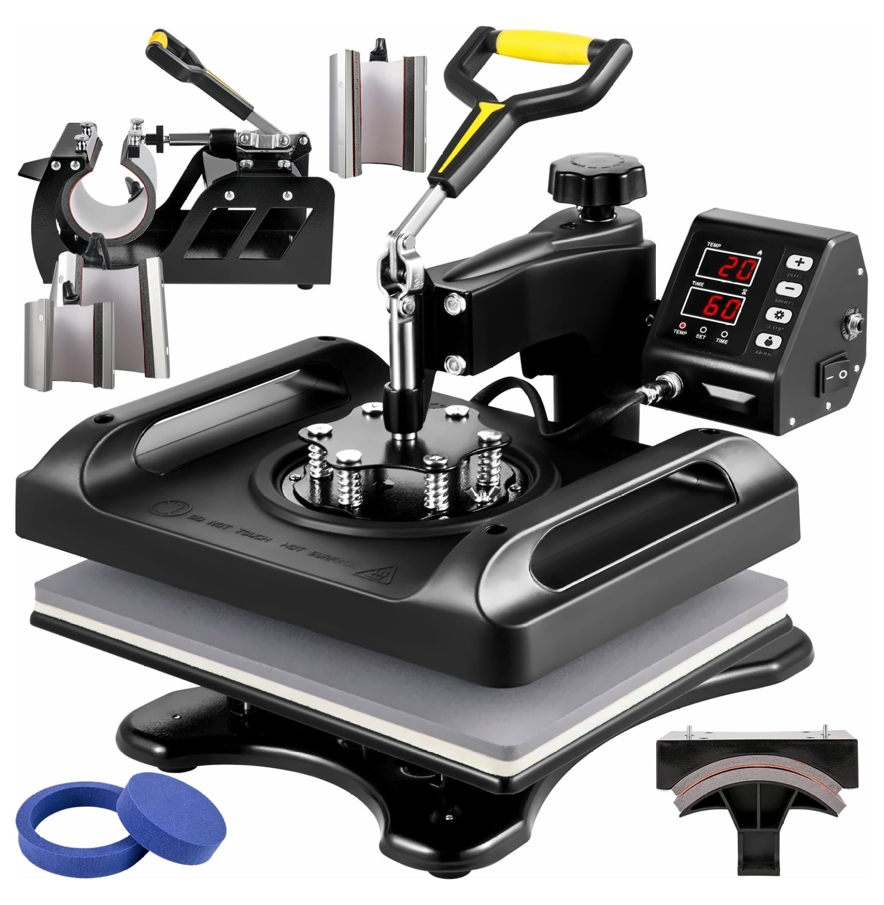 Heat Press Machine 12x15 8 in 1 Sublimation Heat Press, ETL Certified Swing Away Power-Saving Combo for T-Shirts, Mugs, Caps, Plates, Black