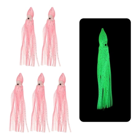 Fishing Squid Skirts Glow Soft Plastic Trolling Lures Fit for Bass Trout Salmon Saltwater Fishing Bait Light Pink 3 Inch