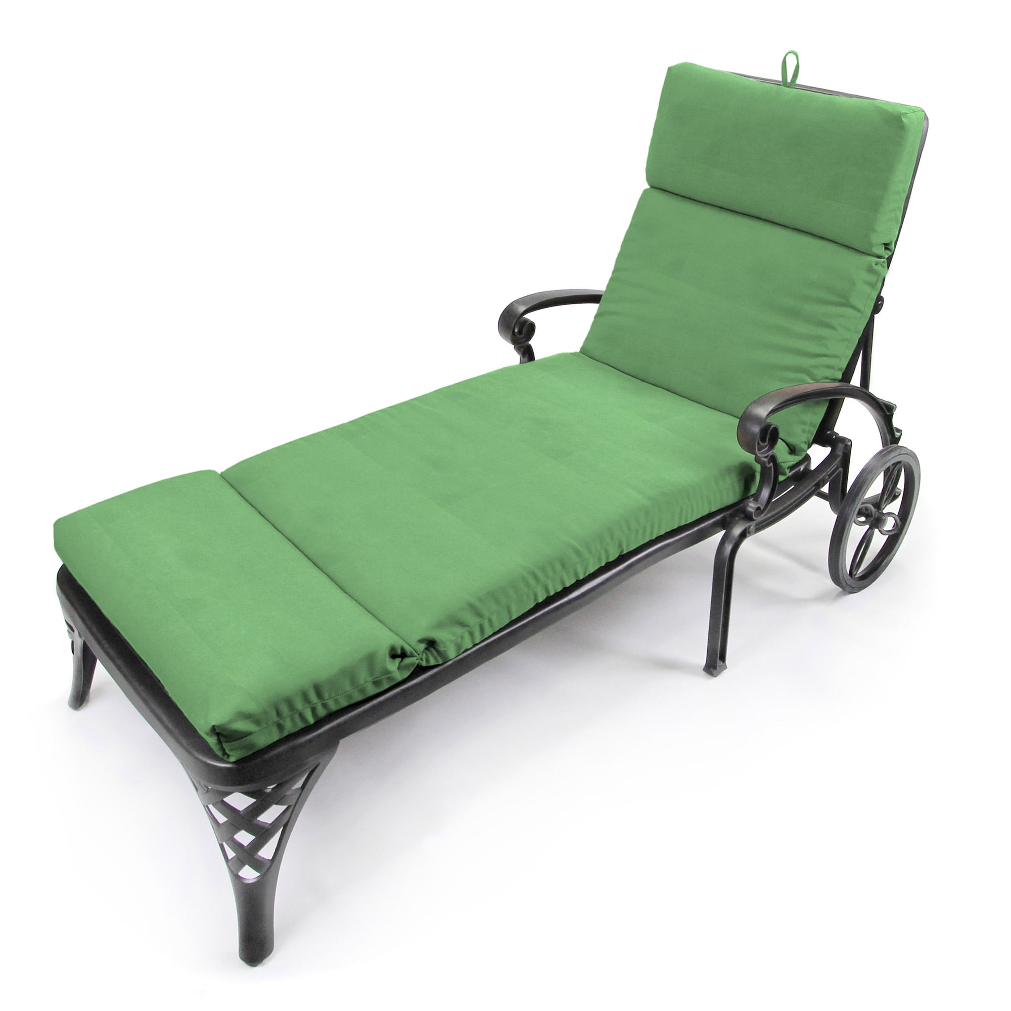 Jordan Manufacturing 75.5" x 22" Canvas Cucumber Green Solid Rectangular Outdoor Chaise Lounge Cushion with Ties