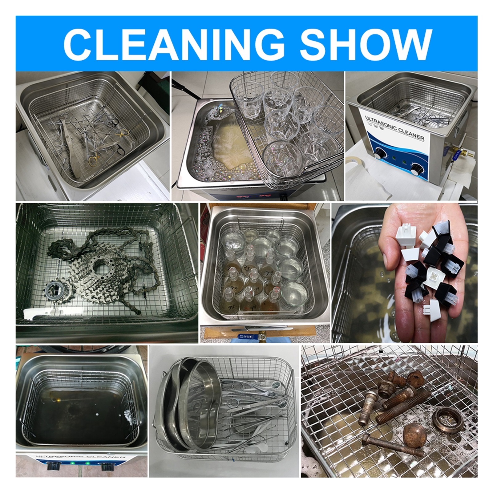 Ultrasonic Cleaner 360W Jewelry Cleaner Ultrasonic Machine 10L Bath 40khz For Commercial Washing Bicycle Car Injector Vehicle Spare ,Strong Cleaning