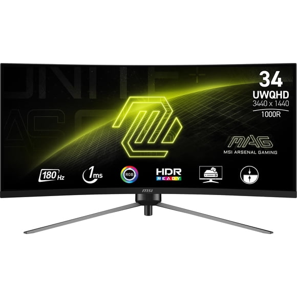 MSI MAG345CQR, Monitor de Computadora UWQHD 3440 x 1440 de 34 Pulgadas, 180 Hz, HDMI, 1 ms, Negro