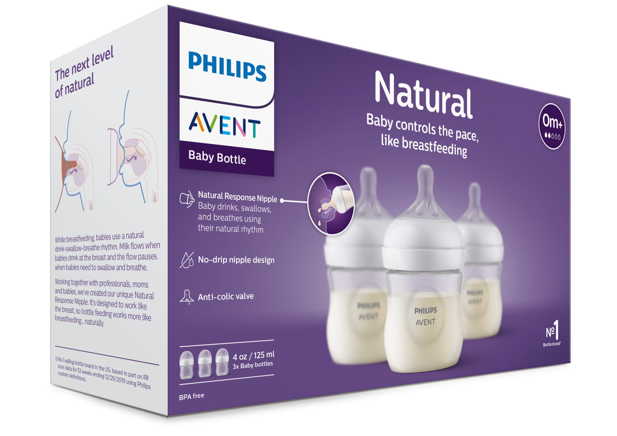 Vooruitgang Eed Betuttelen Philips Avent Natural Baby Bottle with Natural Response Nipple, Clear, 4oz,  3pk, SCY900/93 - Walmart.com