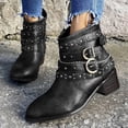 thumbnail image 2 of YLYL Women's Ankle Boots Fashion Studded Ankle Strap Chunky Heel Side Zipper Punk Goth Motorcycle Booties, 2 of 8