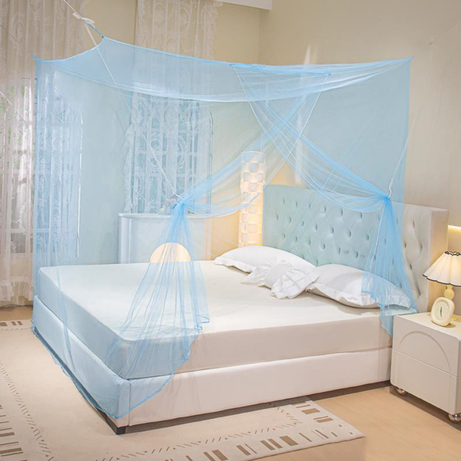 4 Corners Mosquito Net for Mosquiteros para Camas Bed Canopies Netting Bed Drapes Rectangular Mosquito Mesh for Camping Home Outdoor Travel