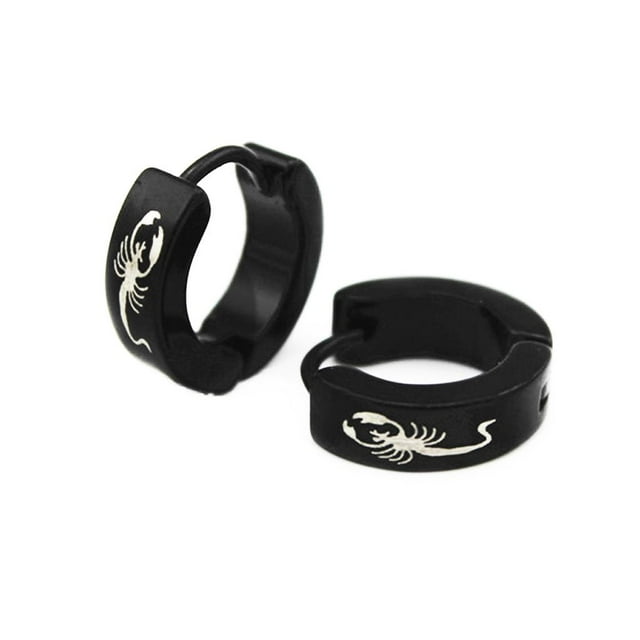 Pendientes Huggie Yuyangstore de aro de acero inoxidable negro para mujer