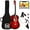 Redburst(30in), variant on PRZL 30in Kids Acoustic Guitar, All-in-One Beginner Starter Kit w/Strap, Case, Extra Strings, Rosette Inlay - Mahogany Stain