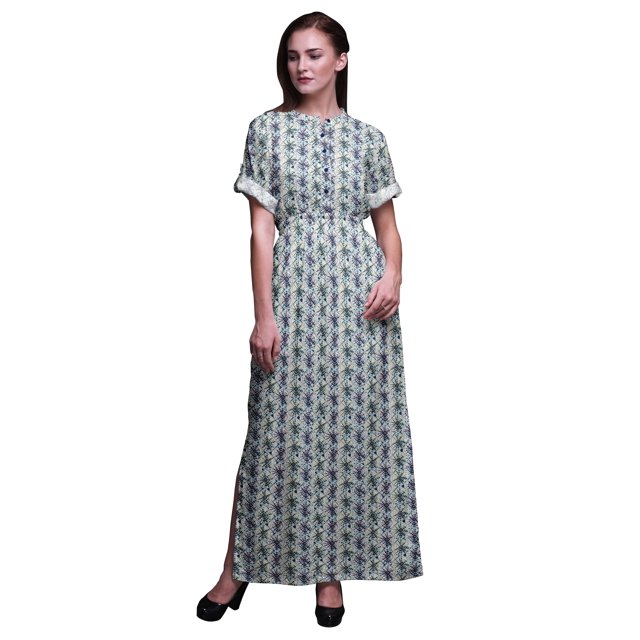 Bimba Robe Longue en Rayonne Tie & Dye Shibori pour Femmes Boho Plage Cocktail Fête Robe Fendue maxi-Petite