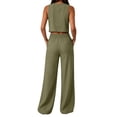 thumbnail image 5 of Khunlpohl Women's 2 Piece Sets Crew Neck Cropped Sleeveless Tank Tops and Straight Leg Loose Pants Summer Trendy Casual Vacation Set, 5 of 7