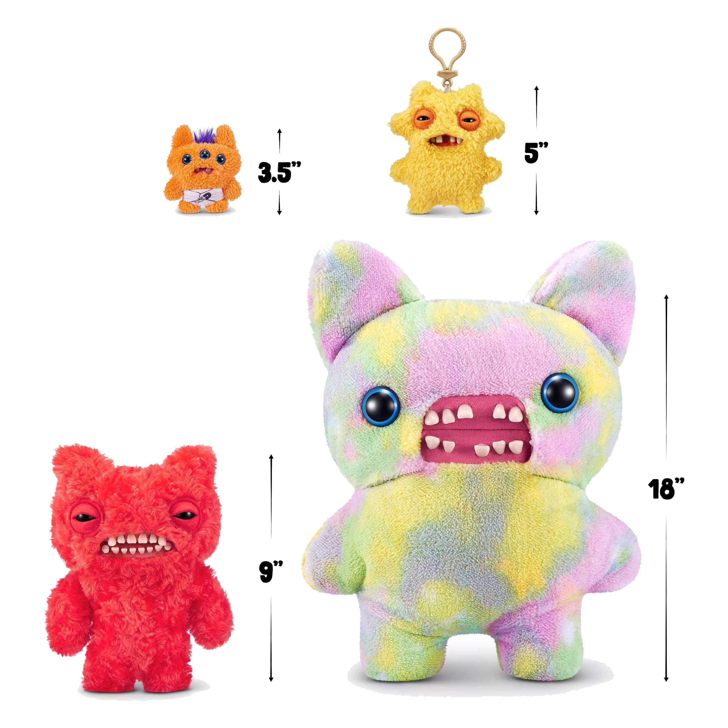 Fuggler Plush Clip-On Keyring Screech- Funny Ugly Monster Plush Doll Blue