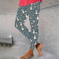 thumbnail image 5 of Xdegoge Holiday Leggings for Women Slim Fit High Waisted Tummy Control Stretchy Comfy Spandex Yoga Lounge Festival Cute Bunny Floral Print Tights, 5 of 6